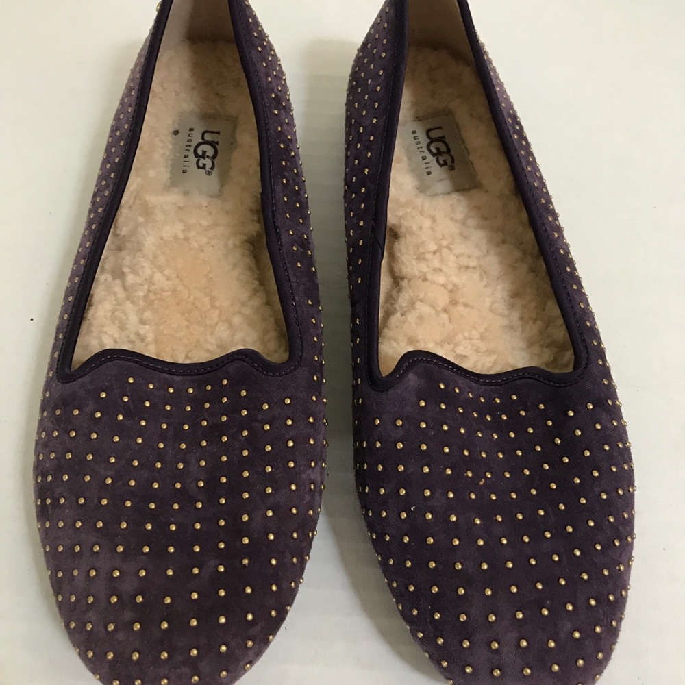 UGG purple velvet Alloway studded loafer, Sz. 9